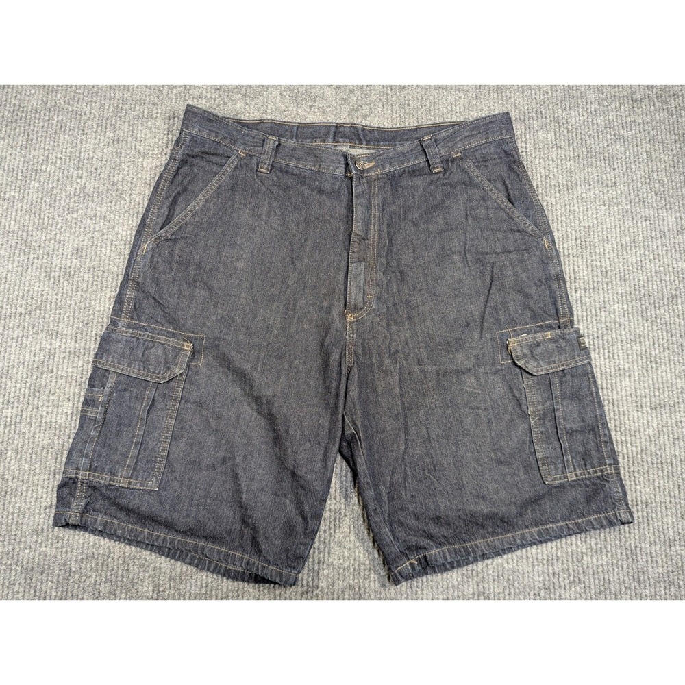 Baggy‎ Wrangler Shorts Mens 38 Blue Denim Jorts Cargo Skater Raver Loose 39x11